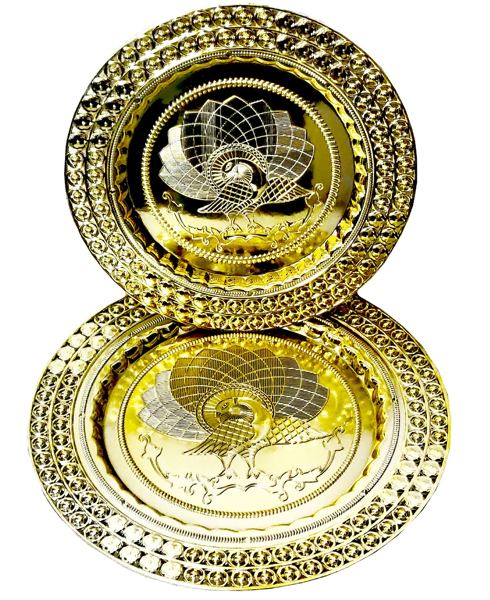 Omkar by R3 Inc. Royal Gift Plate/Tray for Gifts Hampers | Designer Shagun Plate | Wedding Tray for gift/fruit Packing (Regular & Jumbo/Pack of 2) Gold