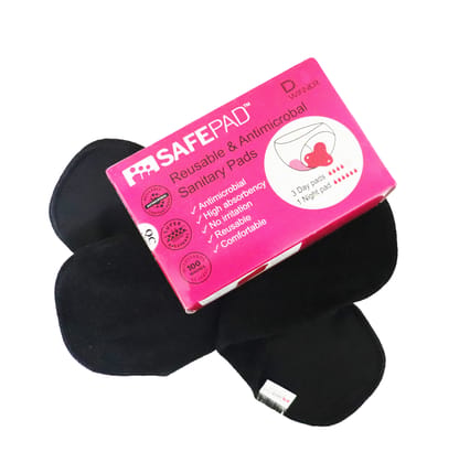 SAFEPAD REUSABLE & ANTIMICROBIAL SANITARY PADS ( BLACK )