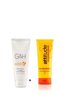 Nourish+ Body Lotion 60ml & Attitude Sunscreen Cream 100gm combo