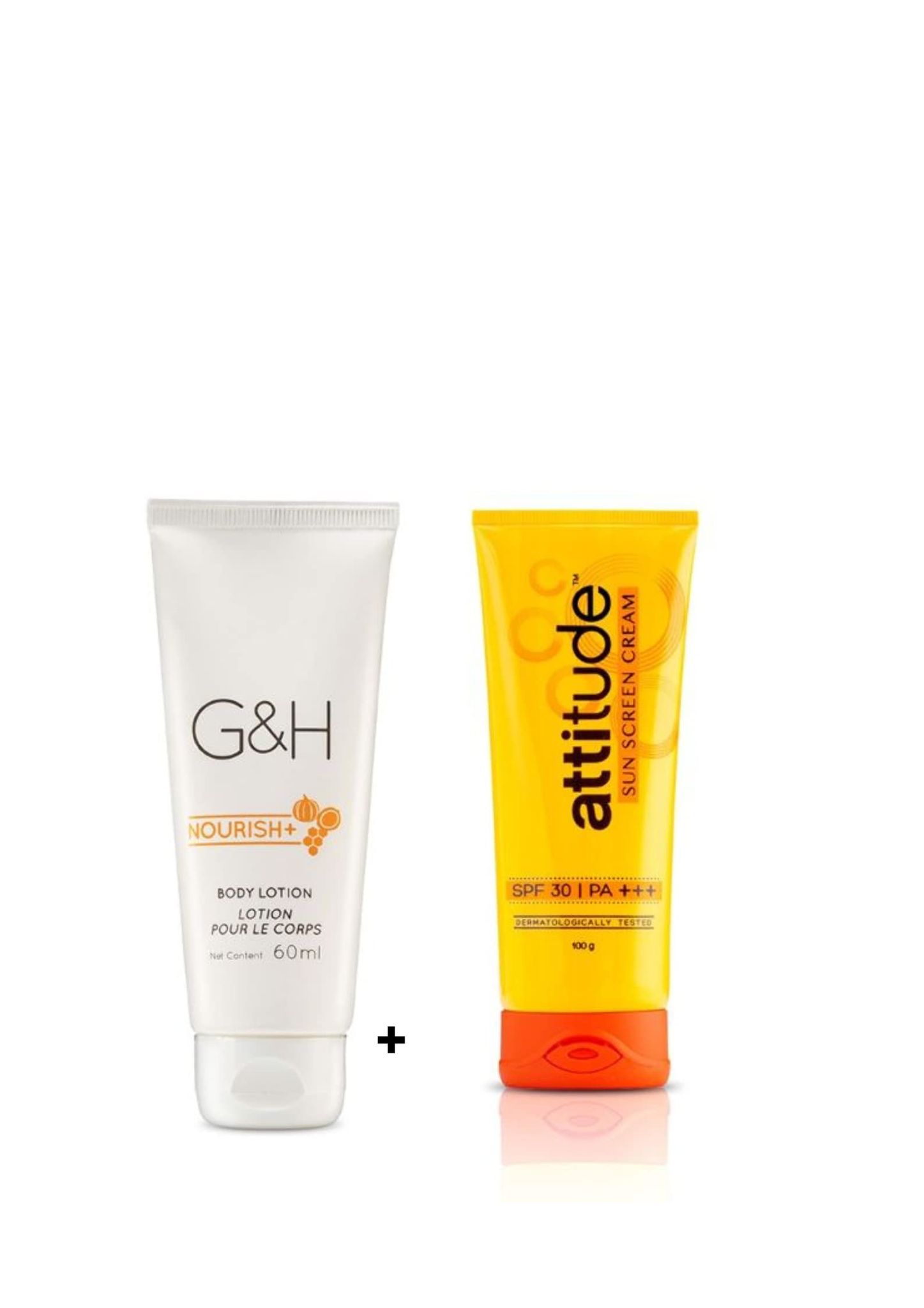 Nourish+ Body Lotion 60ml & Attitude Sunscreen Cream 100gm combo