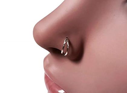 Pure Silver Double Layer Silver Nose Ring Septum, 925 Silver Nose Ring Pin Pure Silver Double Layer Silver Nose Ring Septum, 925 Silver Nose Ring Pin