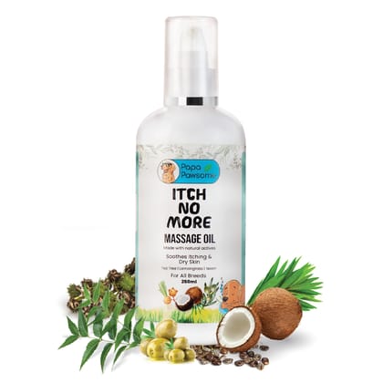 Papa Pawsome Itch No More Massage Oil for Dog, 250 ml Papa Pawsome Itch No More Massage Oil for Dog, 250 ml