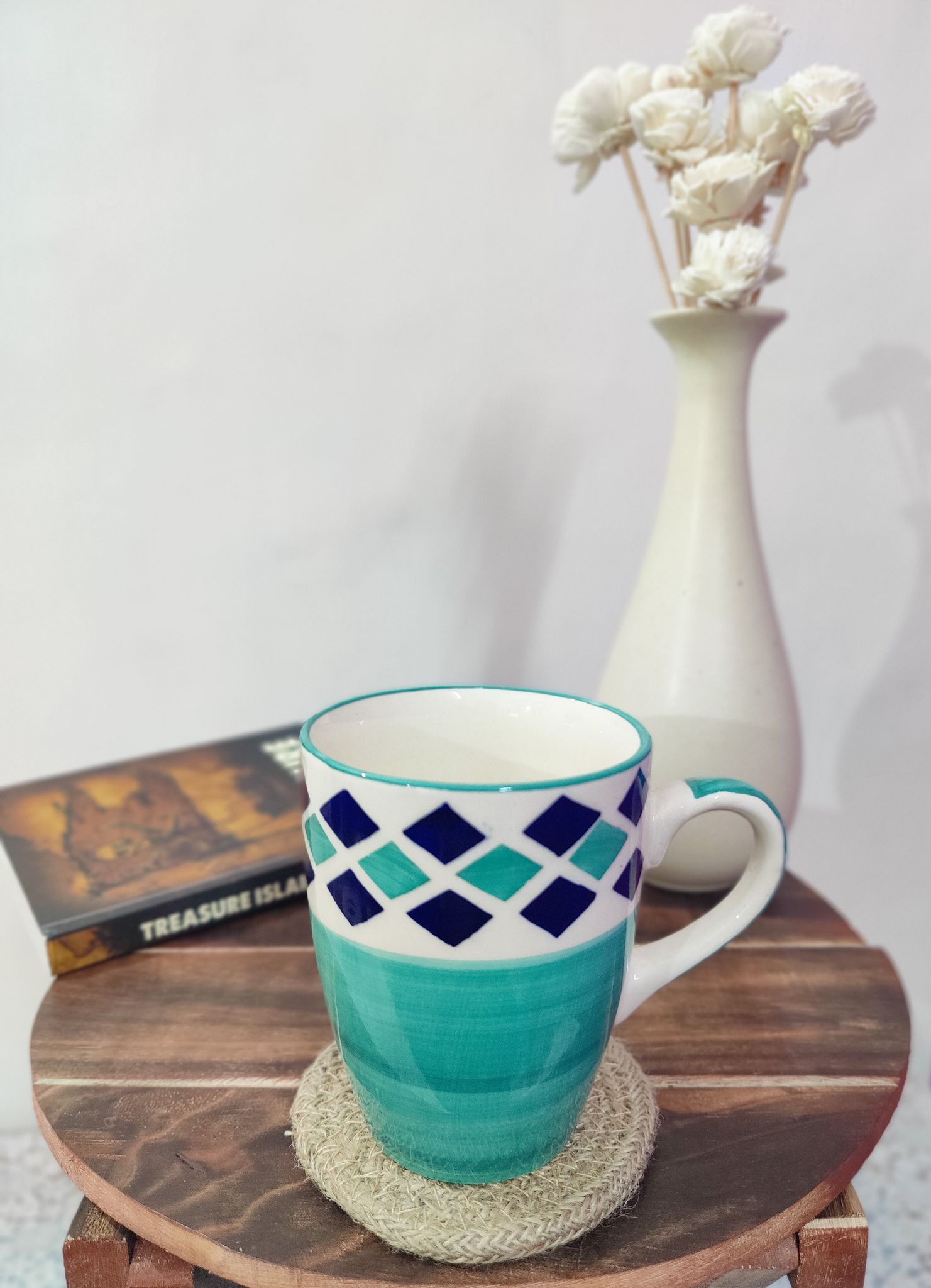 Homefrills Ceramic Hand Crafted-Hand Painted Ceramic Coffee Mug (Green) Suitable for Coffee, Tea, Juice, Cappuccino, etc. (250ml)