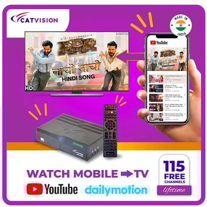 Catvision Doordarshan Free Dish DTH MPEG4 HD Set Top Box for 115+ FREE TV & WiFi Media Media Streaming Device (pack of 5)