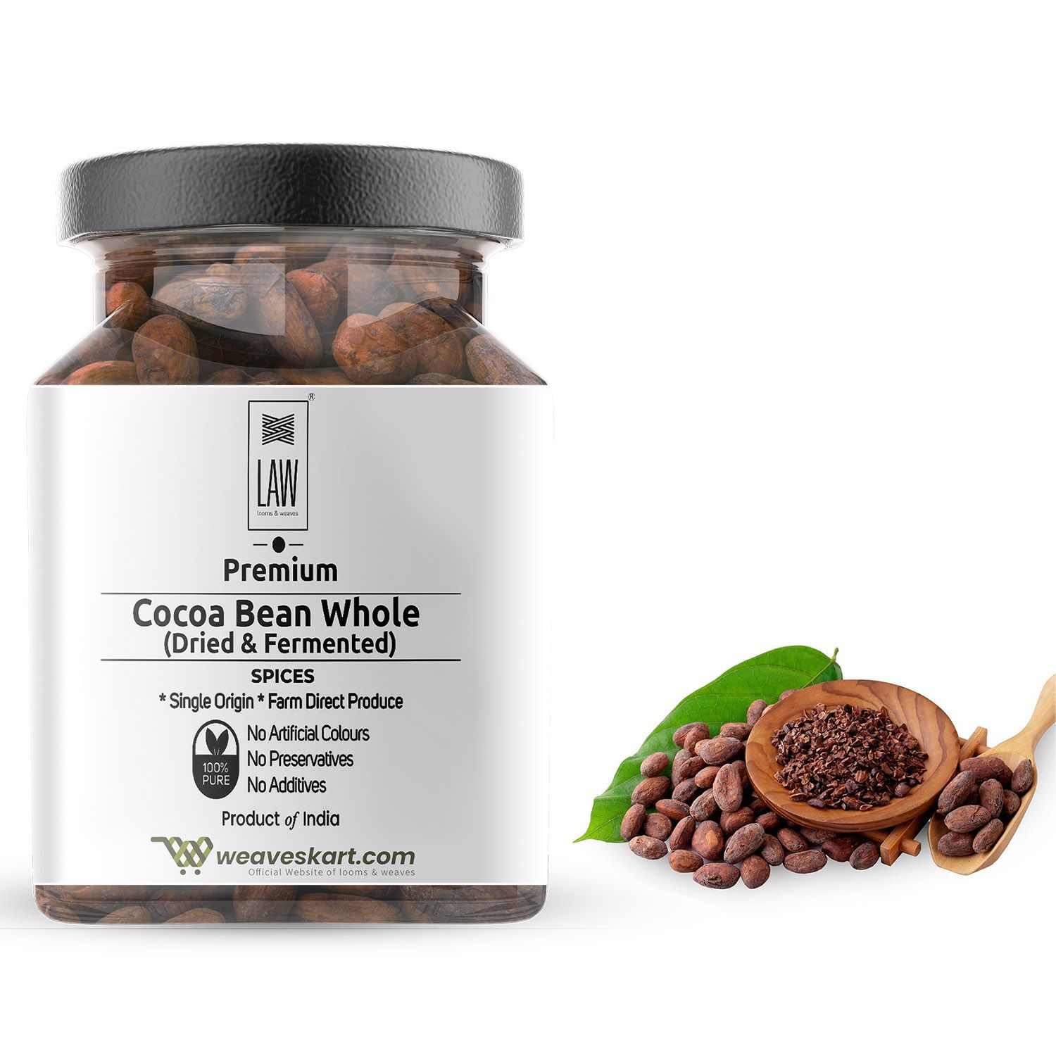 Premium Raw Fermented Cocoa Bean Whole – 200 gm (Single Origin, Farm Direct Produce, Organically Grown & Made in small batches)
