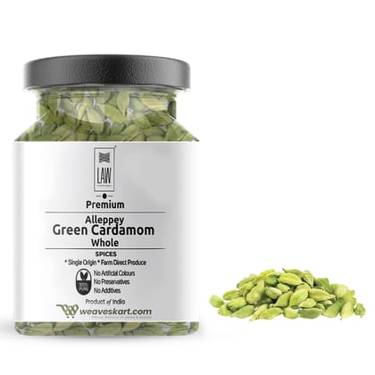 Premium Single Origin Alleppey Green Cardamom Whole (Premium 8 mm Extra Bold)/ – 100gm (in Glass JAR)