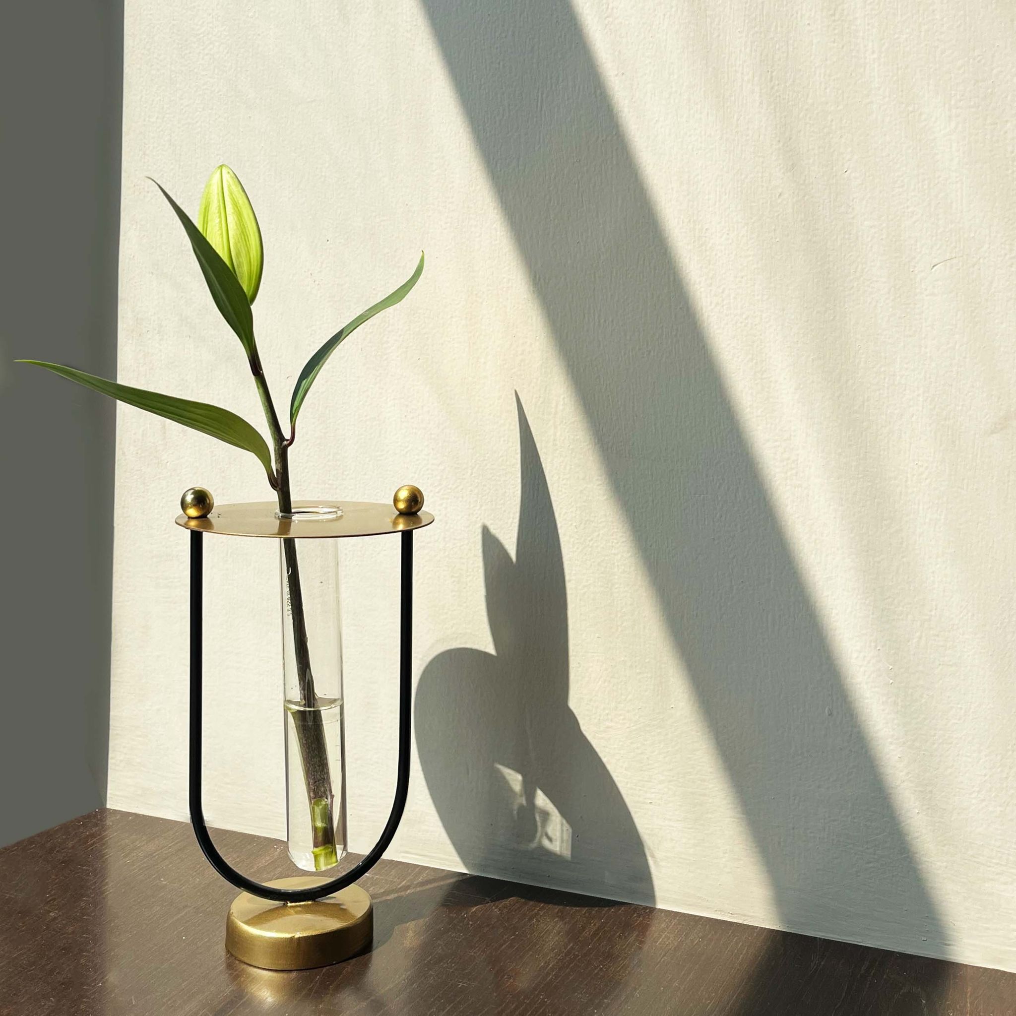 Gold Bud Vase with Test Tube