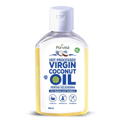 Purvina ® Pure Hot Processed Virgin Coconut Oil (Ventha Velichenna/ Urukku Velichenna) for Babies and Toddlers - 100 ml Purvina ® Pure Hot Processed Virgin Coconut Oil (Ventha Velichenna/ Urukku Velichenna) for Babies and Toddlers - 100 ml