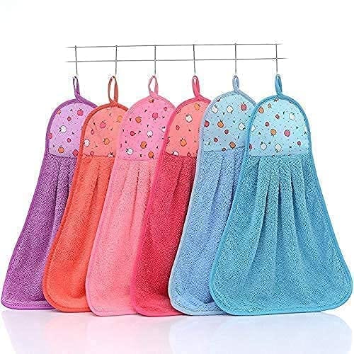 Microfiber Wash Basin Hanging Hand Kitchen Towel Napkin with Ties Soft Hanging Hand Towel for Bathroom & Kitchen-Supersoft Cotton Hand Towel Napkin for Wash(Multi-Color) (3)