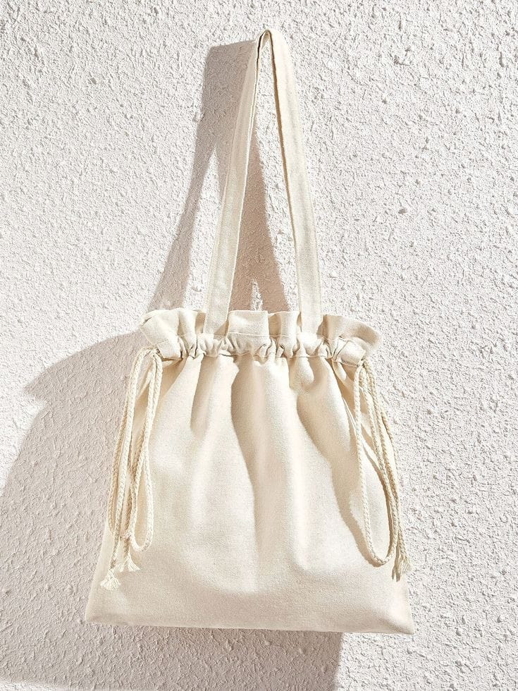 cotton tote bag with drawstrings