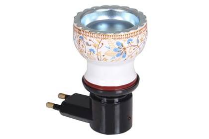 Camphor Diffuser Electric Kapoor Aroma Essential Oil for Home Fragrance Ceramic, 10L x 8W cm, Assorted Kapoor Dani(Round)