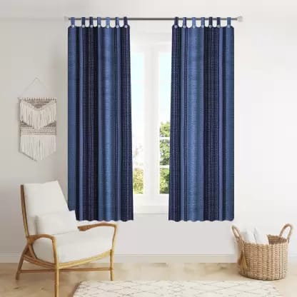 NISSI cotton window curtain striped pattern pack of 2 size : 4x5 feet