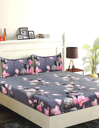 Floris Premium Double Bed Bedsheet(Size - 90*90 IN) with two Pillow Covers (Size 27*17 IN)