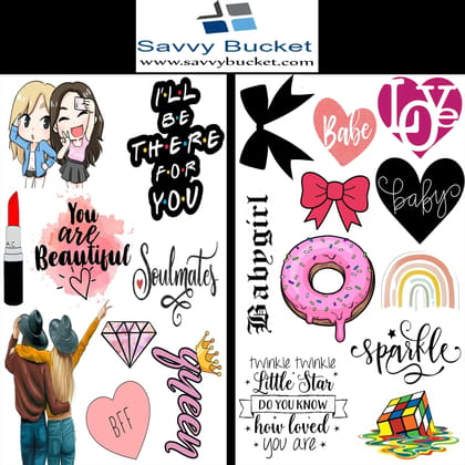 SavvyBucket||Tags Sheets for BFF Element||300 GSM Multi-Coloured||Pack of 20(20X1)(1 Sheets per Design) (Size:A4)