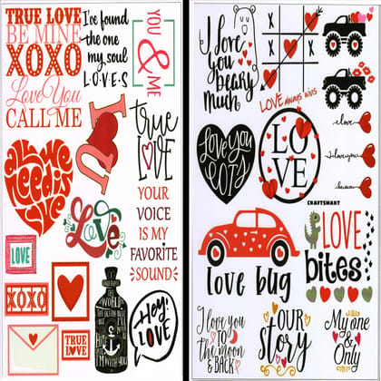 SavvyBucket||Scrapbooking Love Elements & Tags Sheets||Multi-Coloured, Pack of 10 (1 Sheets per Design) (Size:A4)