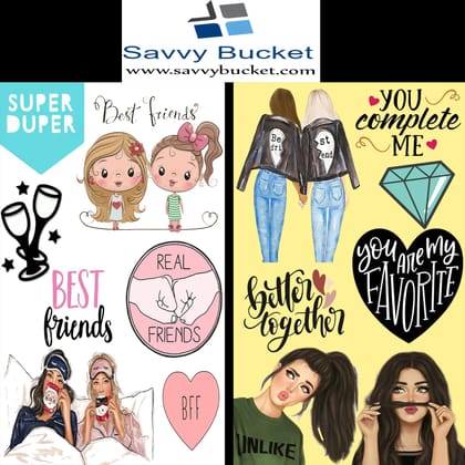 SavvyBucket||Tags Sheets for BFF Element||300 GSM Multi-Coloured||Pack of 10(10X1)(1 Sheets per Design) (Size:A4)