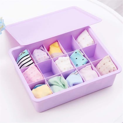 CARTBURG Plastic 15 Grid Box - Underwear Innerwear Socks Undergarments Clothing Storage Organizer Box with Lid Kids Cloth Socks Tie Storage Organizer Box for Men Women(Multi Color) CARTBURG Plastic 15 Grid Box - Underwear Innerwear Socks Undergarments Clothing Storage Organizer Box with Lid Kids Cloth Socks Tie Storage Organizer Box for Men Women(Multi Color)