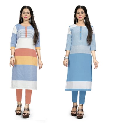 STYLEOO Cotton Straight Kurta/kurties for Women and Girls Pack of 2 (M, L, XL, XXL)