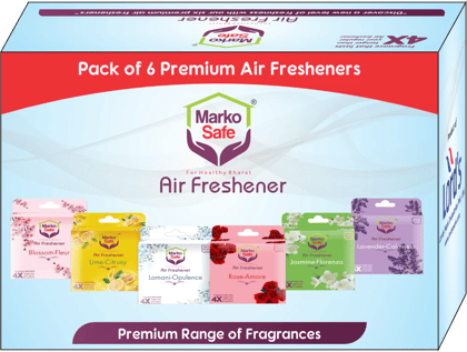MarkoSafe Premium Airfreshener Blocks Mixed Fragrances (Blossom, Lime, Lomani, Rose, Jasmine, & Lavender)- Pack Of 6 MarkoSafe Premium Airfreshener Blocks Mixed Fragrances (Blossom, Lime, Lomani, Rose, Jasmine, & Lavender)- Pack Of 6