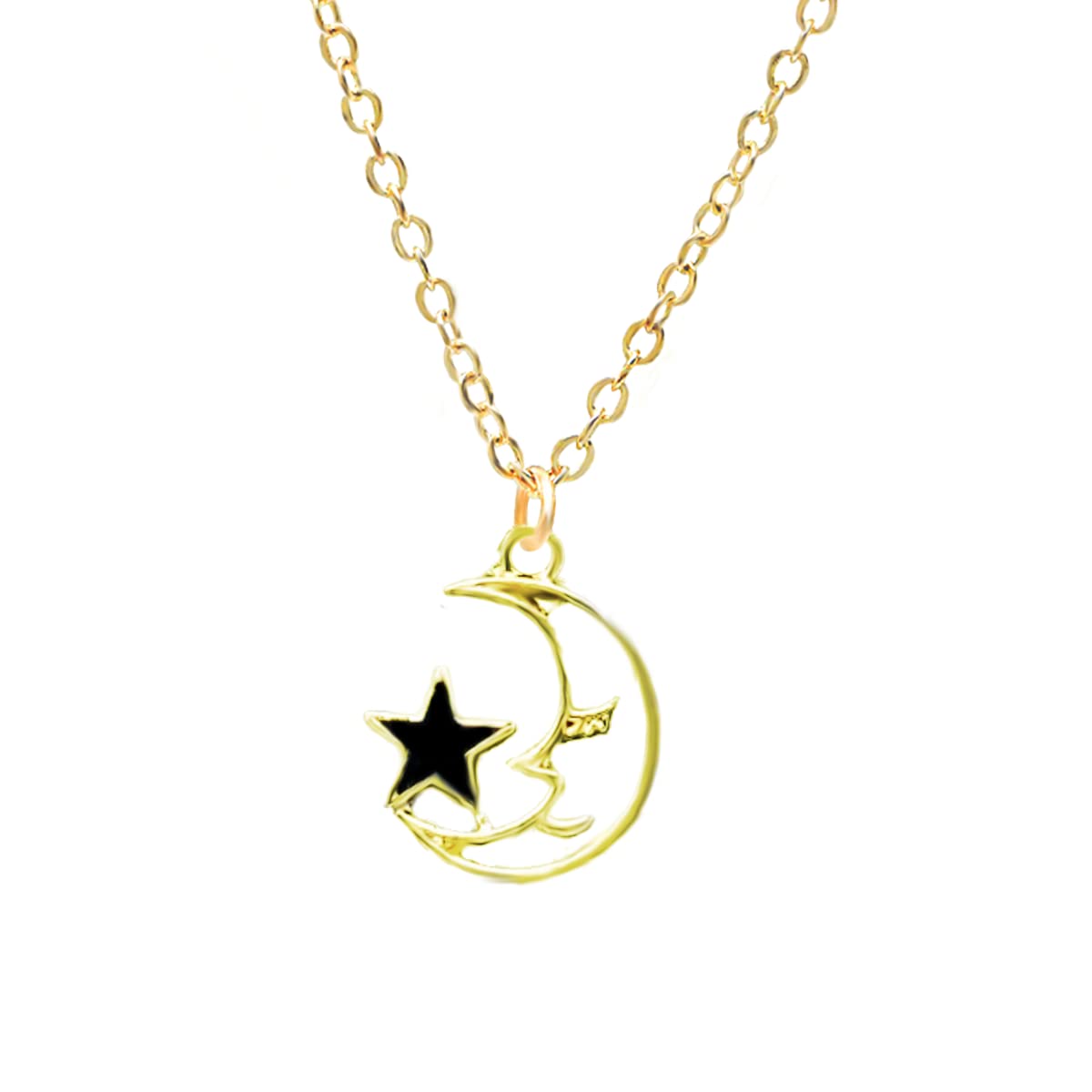 Rack Jack Y2K Charm Pendant - Moon and Star - Black