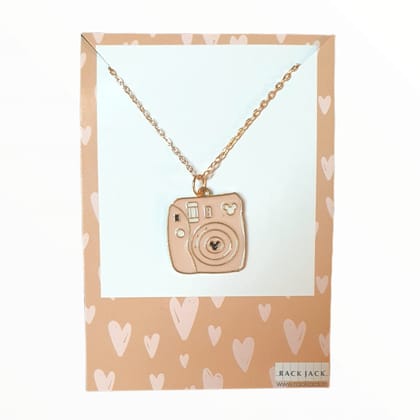 Rack Jack Y2K Charm Pendant Rose Gold Necklace - Polaroid Camera Rack Jack Y2K Charm Pendant Rose Gold Necklace - Polaroid Camera
