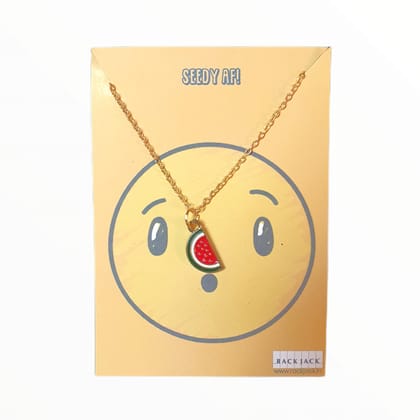 Rack Jack Y2K Charm Pendant Gold Necklace Choker Jewellery Gifts for Girls Women (Emoji - Watermelon) Rack Jack Y2K Charm Pendant Gold Necklace Choker Jewellery Gifts for Girls Women (Emoji - Watermelon)