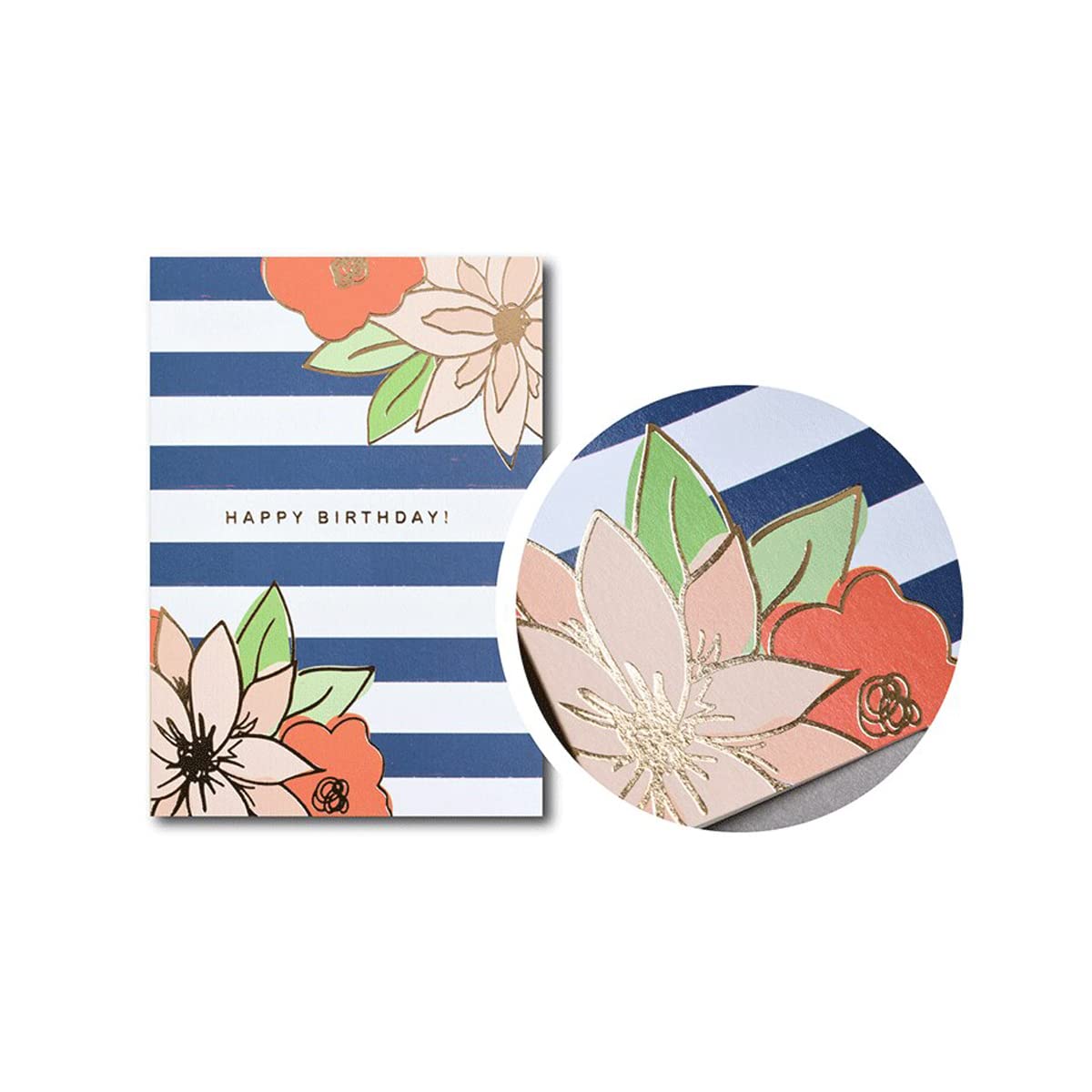 Rack Jack Happy Birthday Greeting Card with Gold Foiling - Floral Stripes