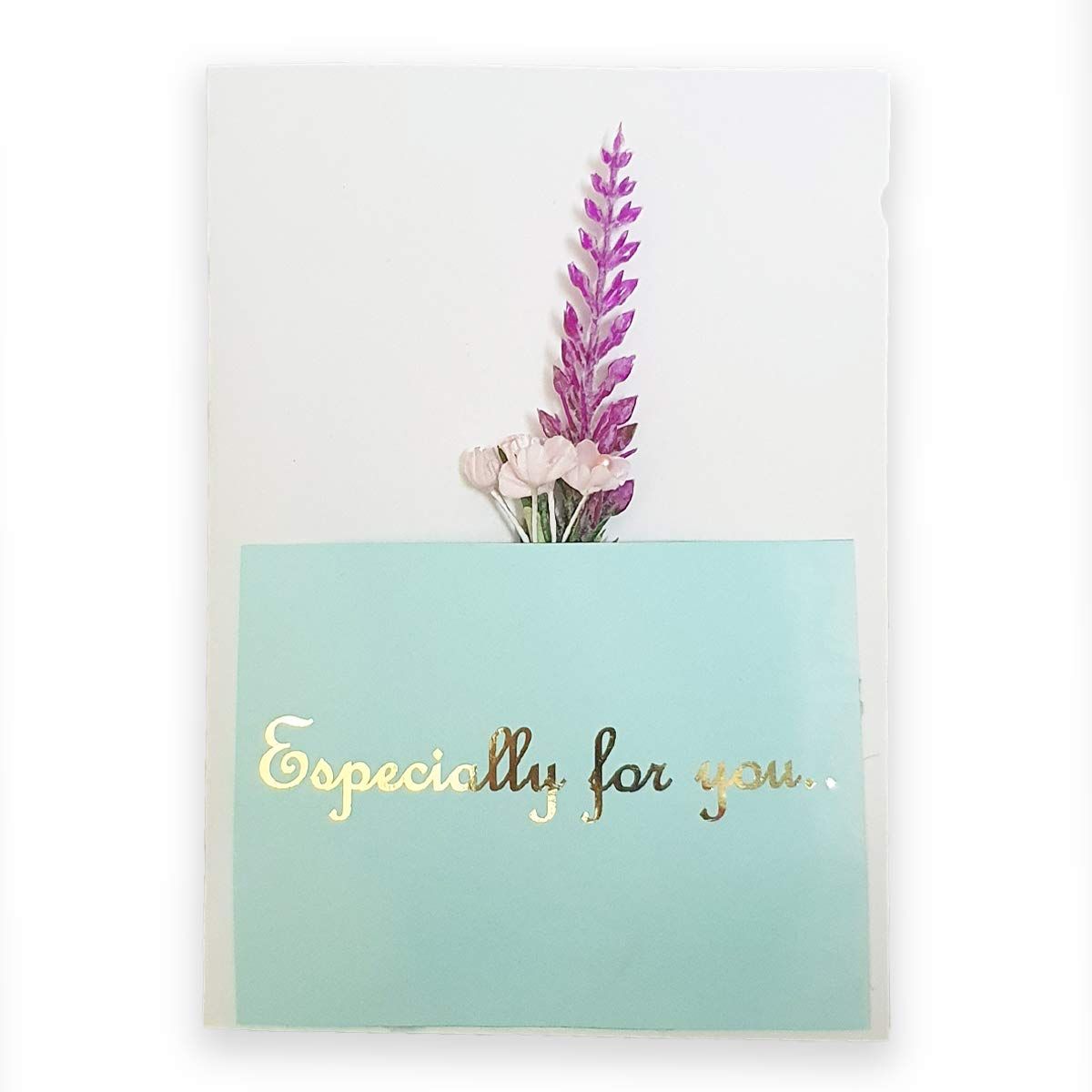 Rack Jack Handmade Artifical Flowers Greeting Card - Floral Pocket - Mint Green