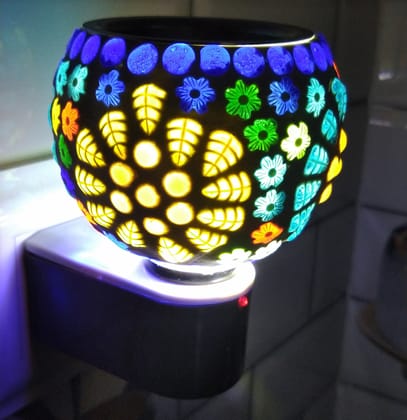 CraftCare Electric Kapoordani with Night Lamp Incense Burner, Aroma Burner, Aroma Kapoor Dani(Glass, Round, Multicolour) CraftCare Electric Kapoordani with Night Lamp Incense Burner, Aroma Burner, Aroma Kapoor Dani(Glass, Round, Multicolour)