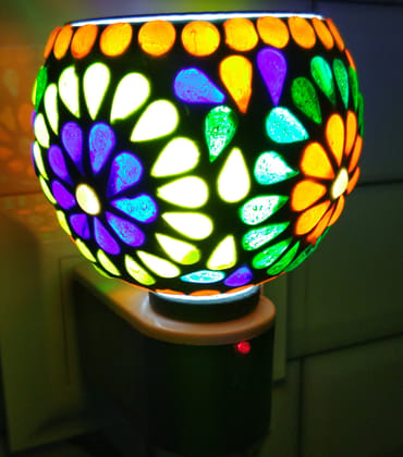 CraftCare Electric Kapoordani with Night Lamp Incense Burner, Aroma Burner, Aroma Kapoor Dani(Glass, Round, Multicolour) CraftCare Electric Kapoordani with Night Lamp Incense Burner, Aroma Burner, Aroma Kapoor Dani(Glass, Round, Multicolour)
