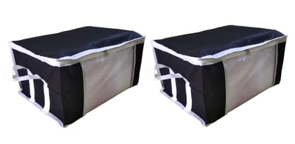 Non Woven Fabric Large Size Multi-Purpose Storage Bag / Saree Cover/ Clothes Organiser For Wardrobe Set with Transparent Window (Pack of 2) Non Woven Fabric Large Size Multi-Purpose Storage Bag / Saree Cover/ Clothes Organiser For Wardrobe Set with Transparent Window (Pack of 2)