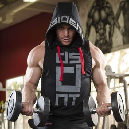 Hot Button Printed Gym Vest Hoodie Stringer for Men - Trendy and Functional Workout Apparel