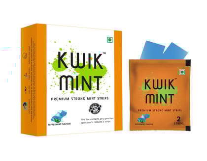 Kwikmint Premium Strong, Instant mouth freshener dissolving strips for oral care– Pack of 3 (264 Strips)