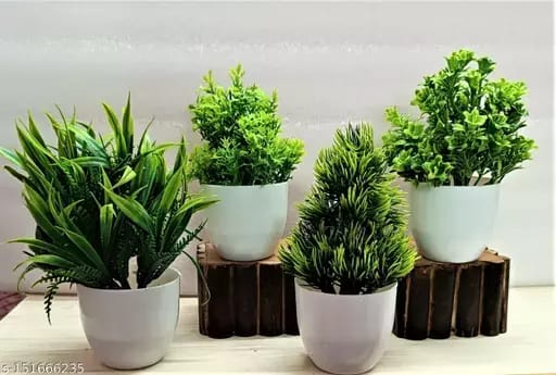 Artificial flower & Plant set of 4 in Home & Decor | Office | indoor plant