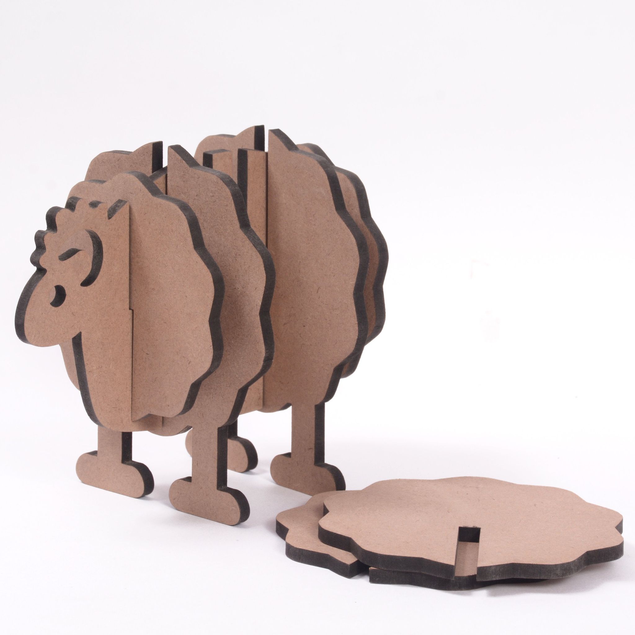IVEI DIY MDF Sheep Holder with coasters - Set of 6
