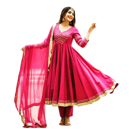 TIC Stylish Anarkali Red Kurti with Pants and Dupatta Rayon Fabric with Gotta Lace Work (X-Large) TIC Stylish Anarkali Red Kurti with Pants and Dupatta Rayon Fabric with Gotta Lace Work (X-Large)