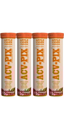 ACV-PIX GARCINIA CAMBOGIA FOR WEIGHT LOSS EFFERVESCENT TABLET, ACV WITH MOTHER (4 x 15 Tablets)
