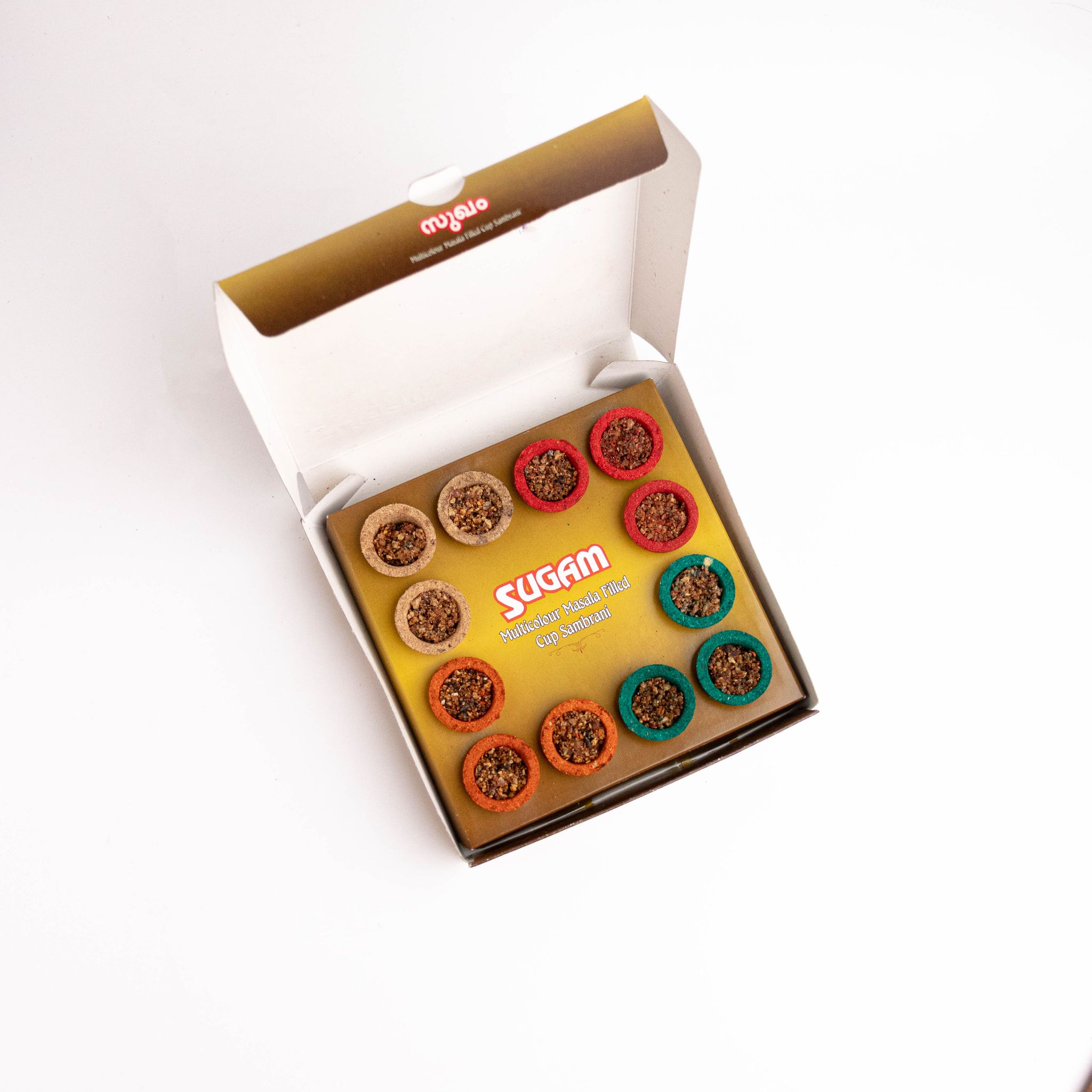 Sugam Multi-Colour Sambrani Masala Cups for Pooja (Pack of 6 Boxes) (12 Pcs in Each Box) (72 Cup Pcs)