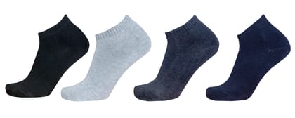 RGI Men's No-Show Cotton Socks (Multicolor, Free Size) Pack of 4