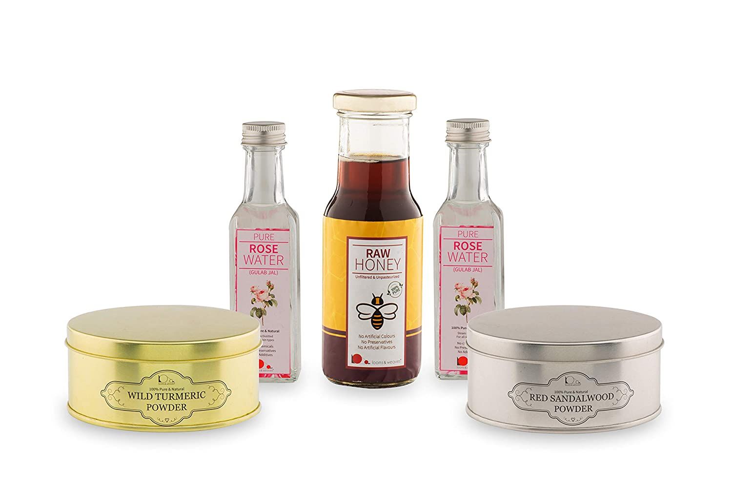 Combo Herbal Face Pack – 100 gm Kasthuri Turmeric Powder 100 Gm Red Sandalwood Powder,200ml Honey & Rose Water( Set Of 1)