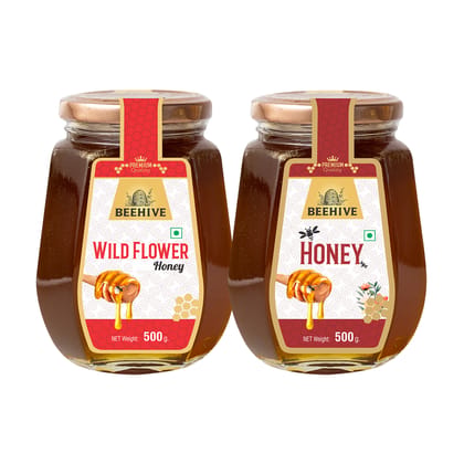 Beehive Wild Flower Honey and Honey 100% Pure Natural Honey Immunity Booster | Energy Boost & a Healthy Weight Loss Weight (500 g each) Glass Jar (PACK OF 2) Beehive Wild Flower Honey and Honey 100% Pure Natural Honey Immunity Booster | Energy Boost & a Healthy Weight Loss Weight (500 g each) Glass Jar (PACK OF 2)