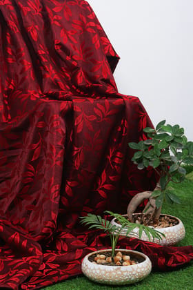 Parda online 213 cm (7 ft) Jacquard Fabric Leaf Design Eyelet Window Curtain | Red Colour (Pack of 4) | Fine Blended Jacquard Fabric | for Living Rooms & Bedrooms | 213 L x 121 W centimetres Parda online 213 cm (7 ft) Jacquard Fabric Leaf Design Eyelet Window Curtain | Red Colour (Pack of 4) | Fine Blended Jacquard Fabric | for Living Rooms & Bedrooms | 213 L x 121 W centimetres