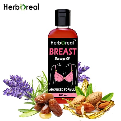 HerbOreal Pure Ayurvedic Breast Massage Oil For Women & Girls, Pure Essential Oil For Women, Very Fast Result In Just Time (100 ml)
