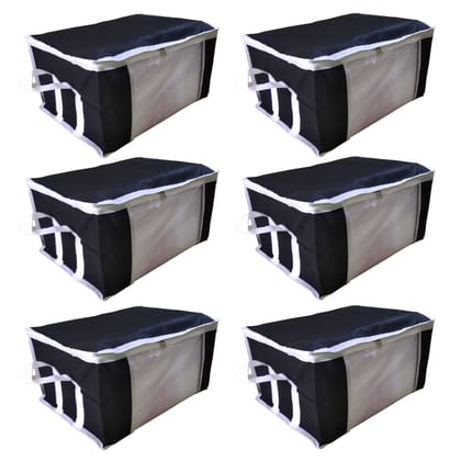 Non Woven Fabric Large Size Multi-Purpose Storage Bag / Saree Cover/ Clothes Organiser For Wardrobe Set with Transparent Window (Pack of 6) Non Woven Fabric Large Size Multi-Purpose Storage Bag / Saree Cover/ Clothes Organiser For Wardrobe Set with Transparent Window (Pack of 6)