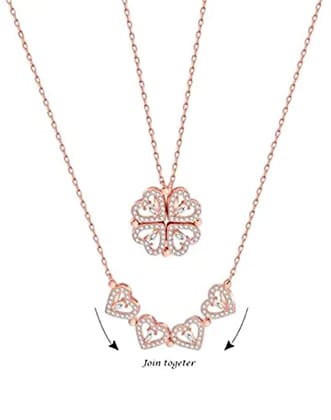 asmafashion Gold- plated delicate pendant for women girls zircon stone beautiful heart shape gold- plated alloy locket