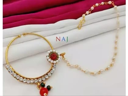 Fancy Ruby Kundan traditional Nath womens and girls look like