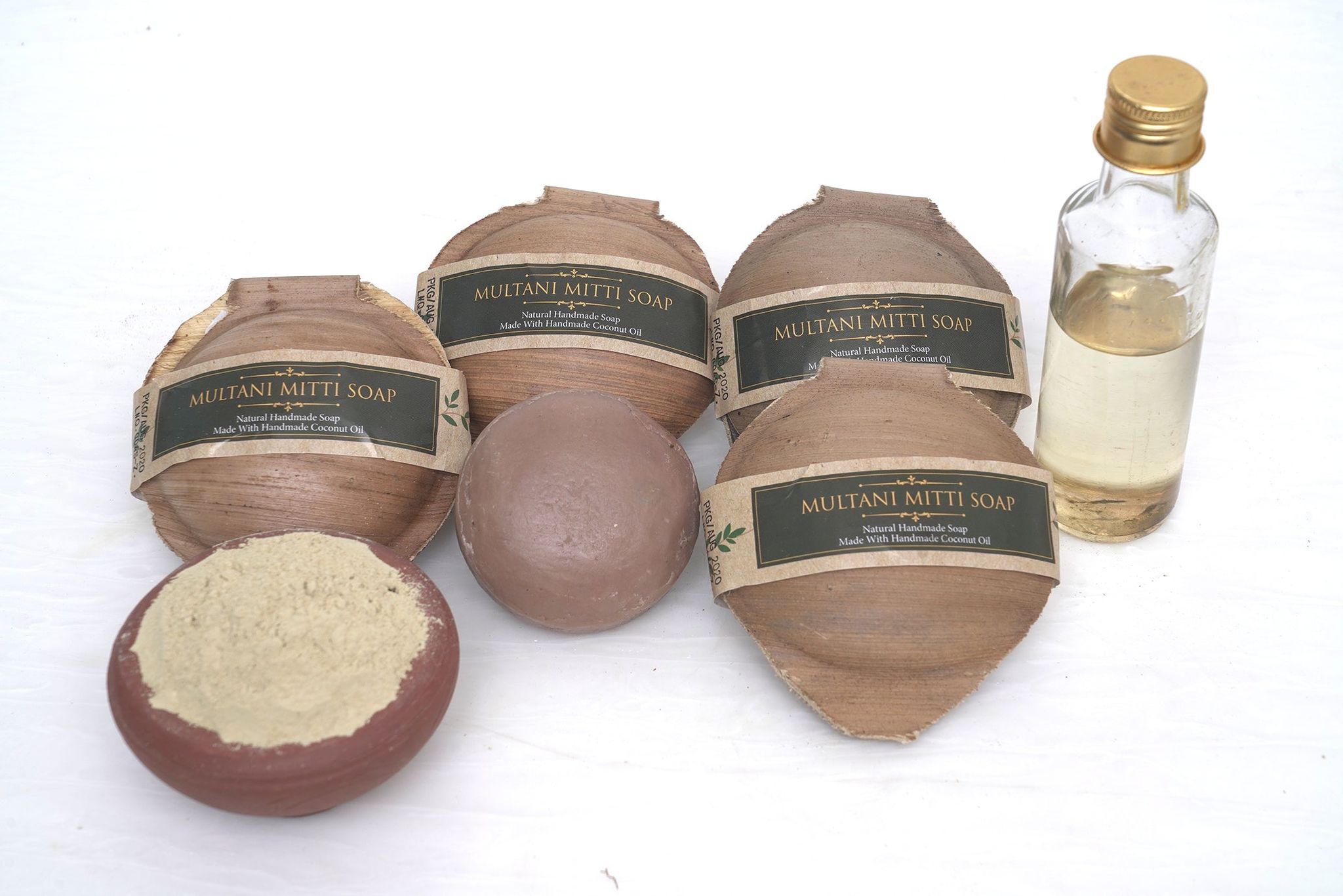Natural & Ayurvedic Handmade Multani Mitti Soaps for all skin types – 4 Pcs
