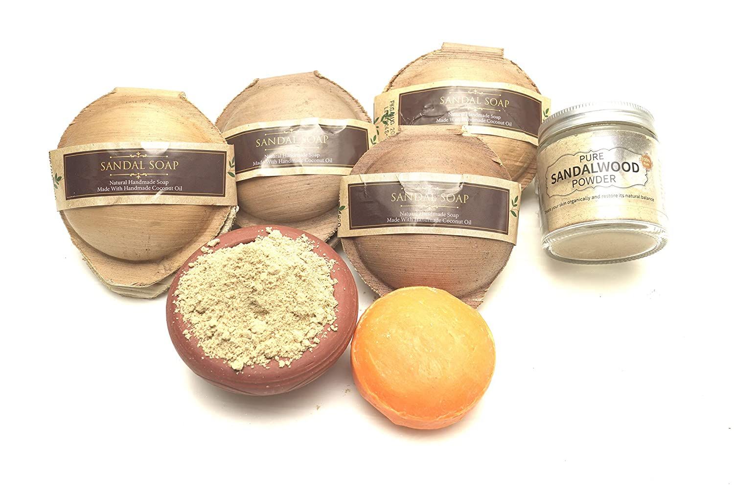 Natural & Ayurvedic Handmade Sandalwood Soaps for all skin types – 4 Pcs