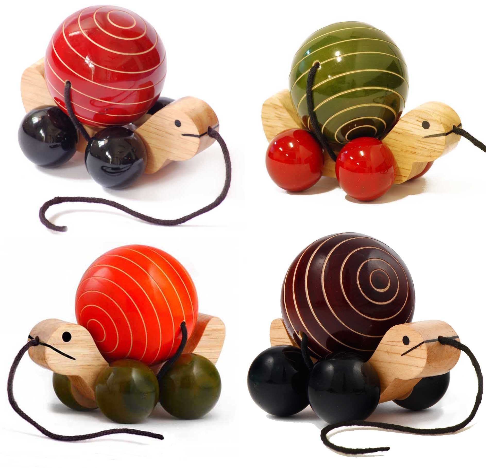 Tuttu Turtle ( Red ) | Push and Pull Wooden toy | Wooden Pull toys | Wooden turtle pull toy