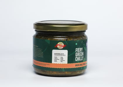 Biteorite Fiery Green Chilly Pickle, 350g